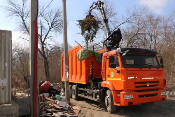 Погрузка веток ломовозом